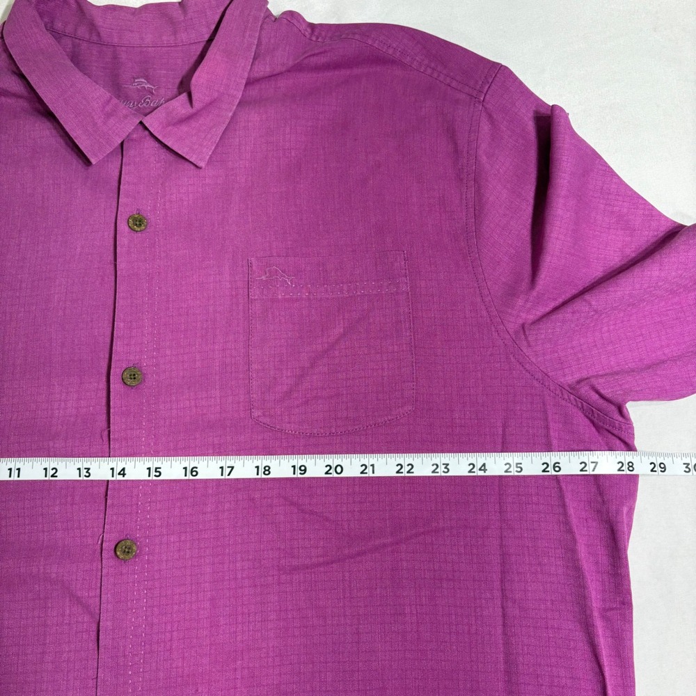 Tommy Bahama IslandZone Purple Silk Blend Dobby Shirt Mens XXXL Short Sleeve - Picture 7 of 8